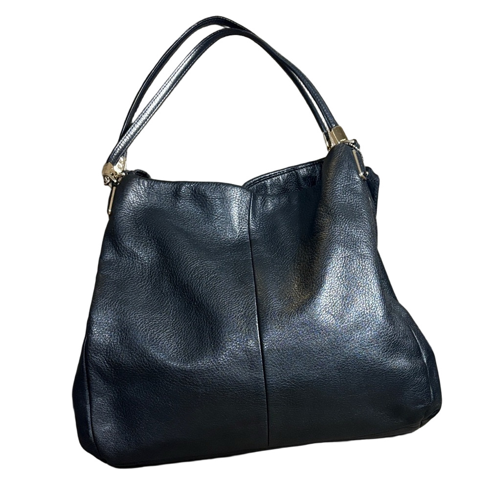 Coach Madison Phoebe Black Peebled Leather Shoulder Bag  F1376